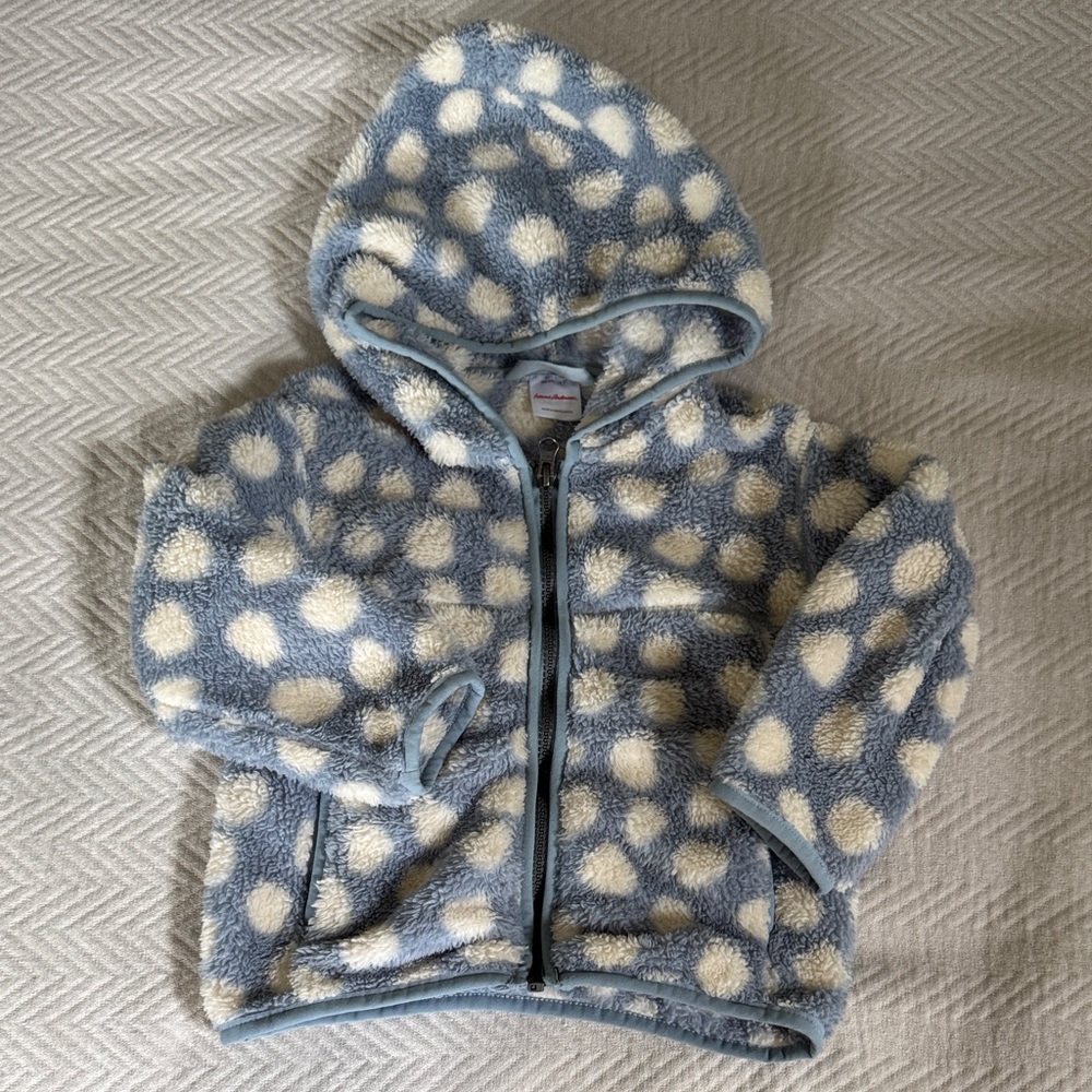 Mini Boden Cozy Polka Dot Hooded Fleece